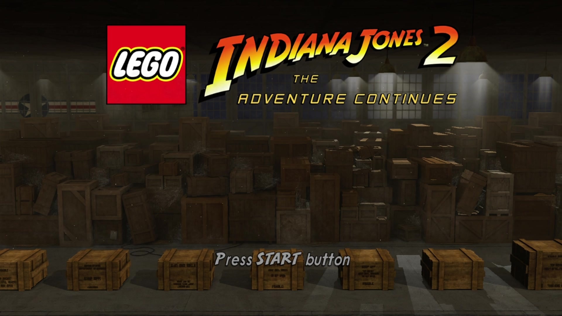 LEGO Indiana Jones 2: The Adventure Continues title screen for Xbox 360